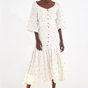 FARM Rio White Midi Dress with Colorful Dots